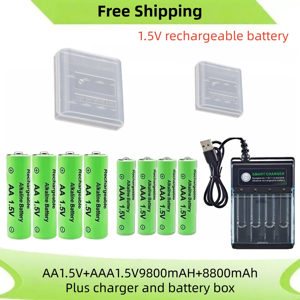 High-Capacity Rechargeable AA & AAA Battery Set with Charger