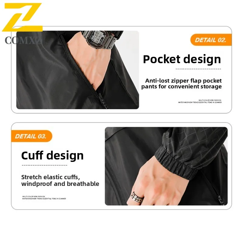 EiAO Men's Trendy Windbreaker Autumn Waterproof Windproof Lightweight Jacket for Hiking Camping Fishing Casual Outdoor Coat