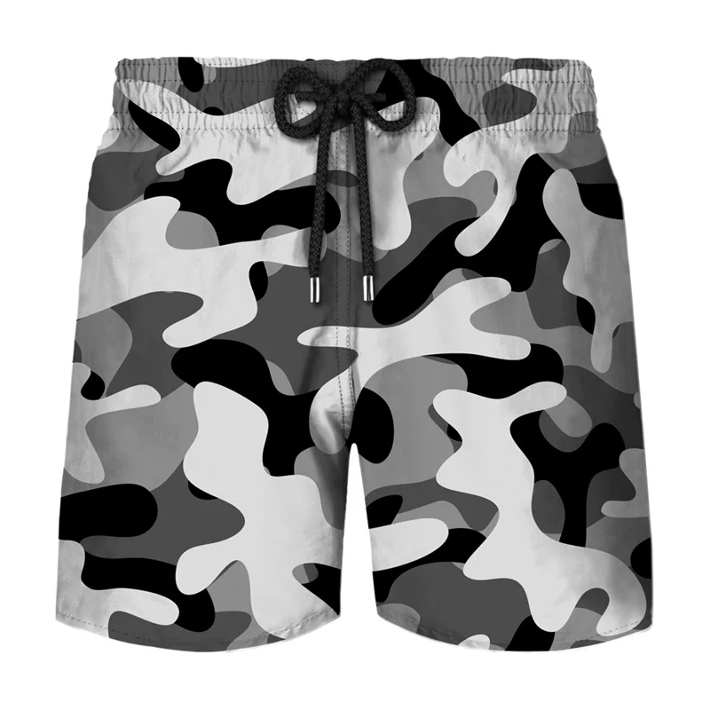 Camouflage Graphic Beach Shorts Men 3D Camo Gothic Skull Printed Swimming Trunks Sohier Army Vetern Military Fashion Short Pants 3