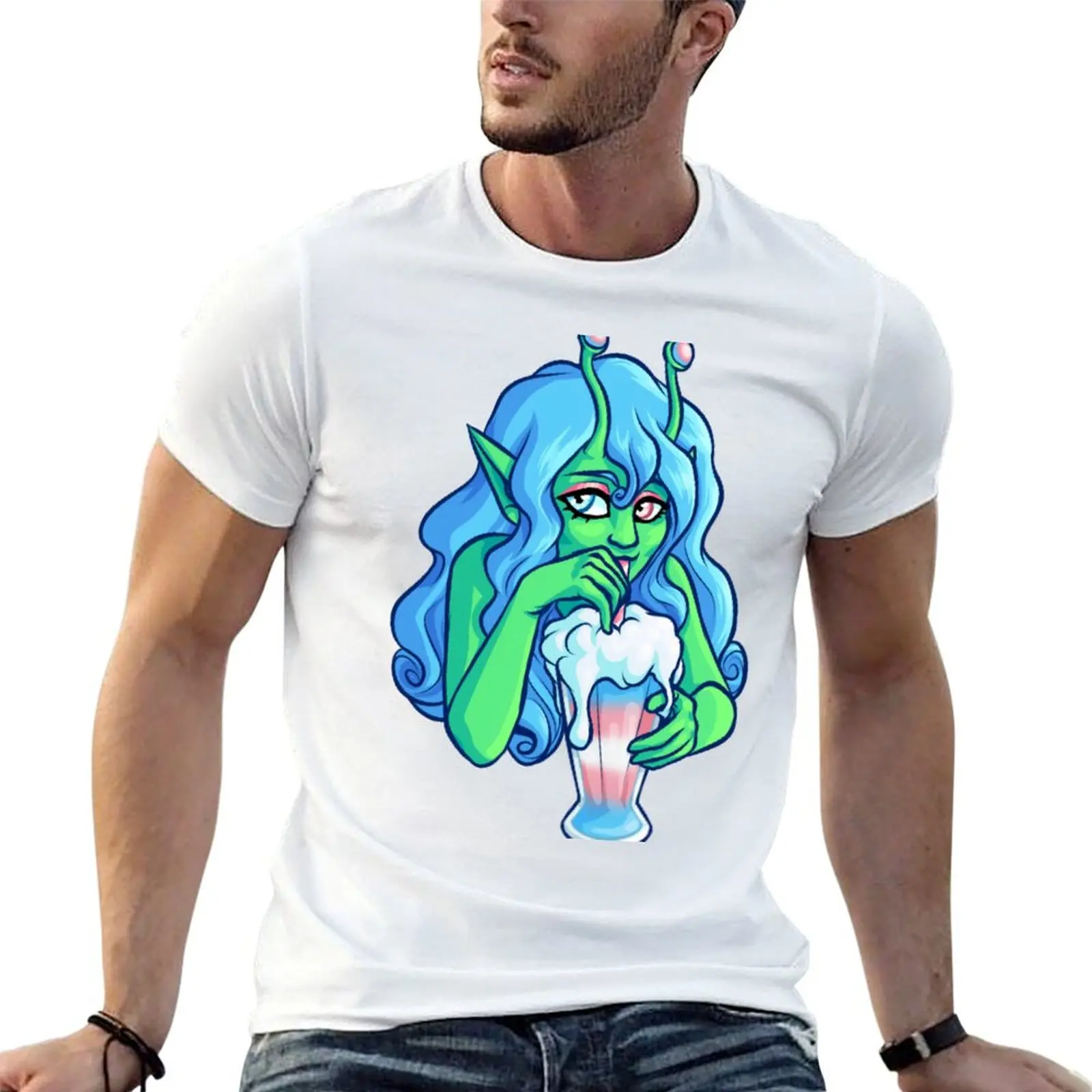 

Transgender Milkshake Alien T-shirt new edition boys animal print blacks mens graphic t-shirts funny