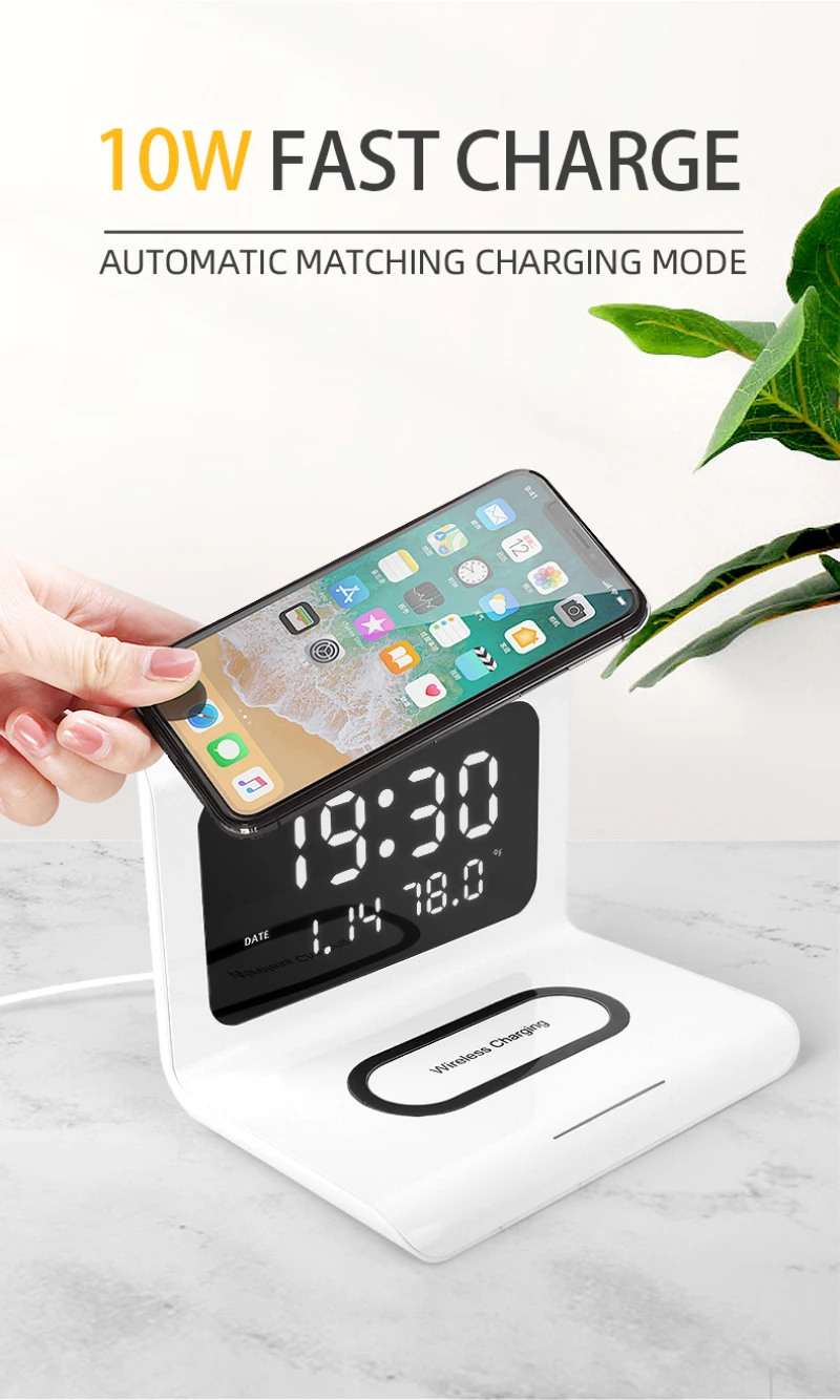 (💝Early Mother’s Day Promotion 50% Off) 2024 New Creative Wireless Phone Charging Station With Digital Alarm Clock