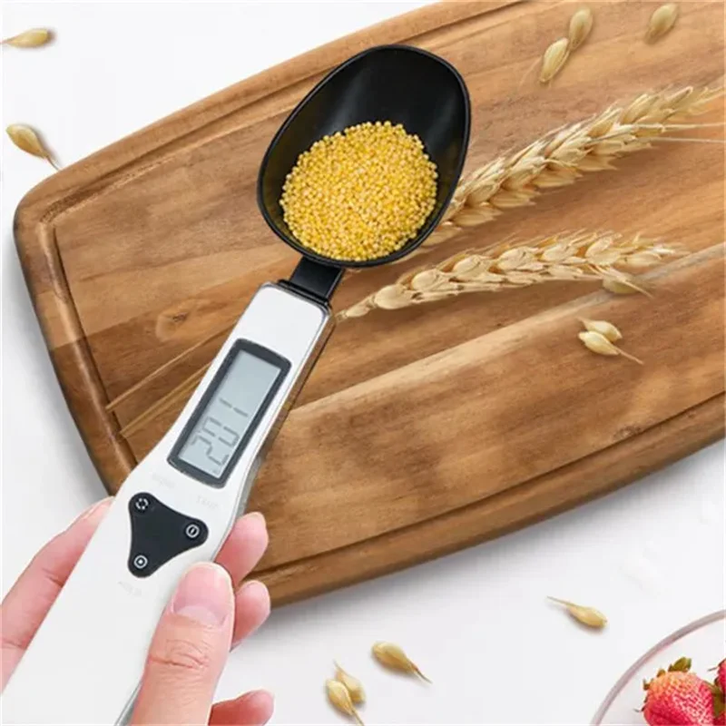 500g/0.1g Portable LCD Digital Electronic Spoon Weight Scale Measuring Food Weight Accuracy Stainless Steel Spoon Scales Kitchen