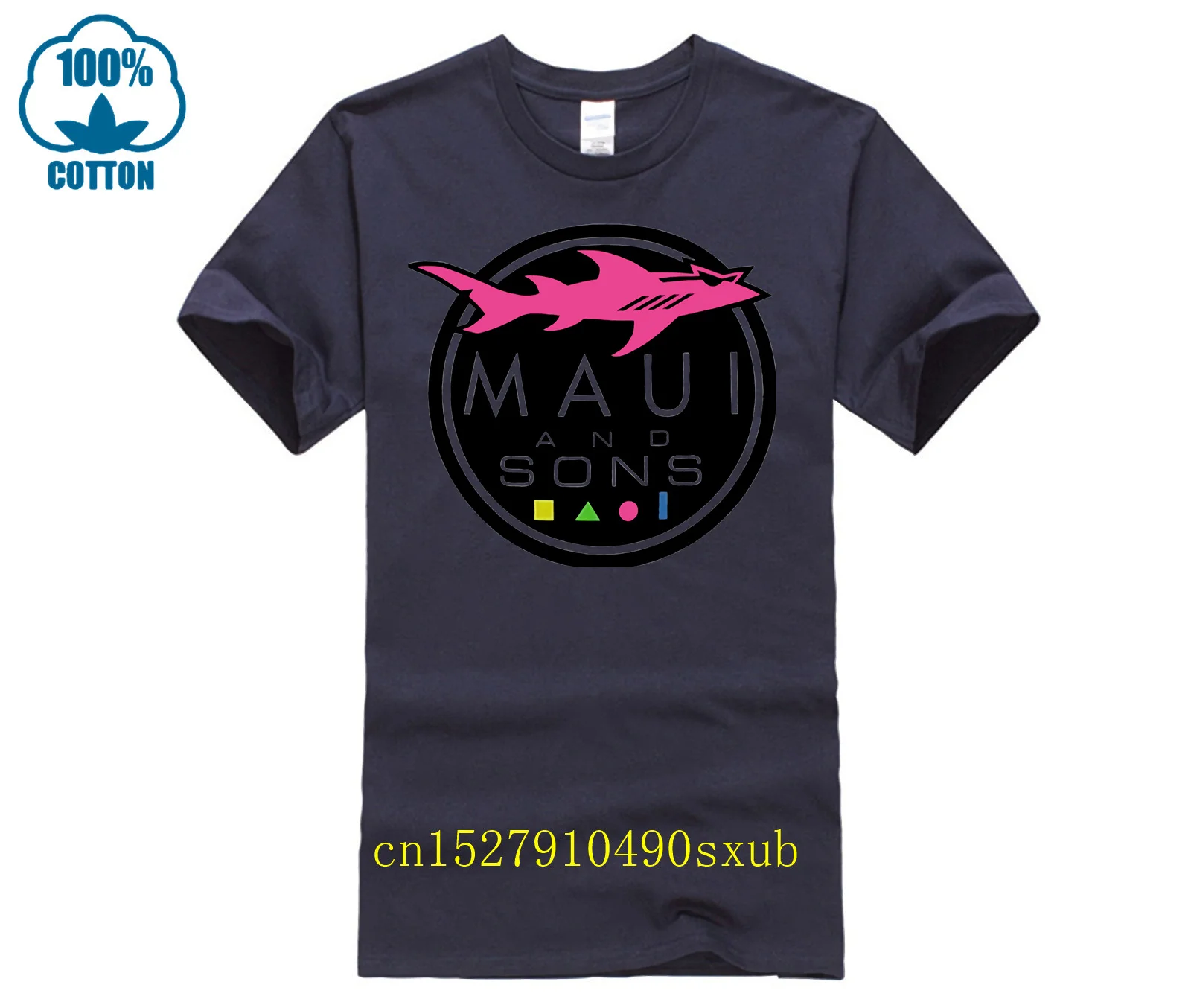 Maui And Sons-Camiseta con logotipo de tiburón para hombre y mujer