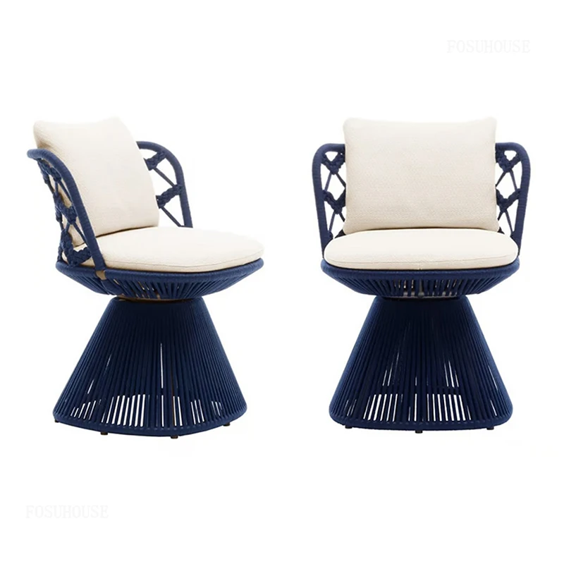 Nordic Rotating Garden Chairs for Courtyard Single Backrest Rattan Patio Furniture Luxury Creative Combination Chair for Terrace