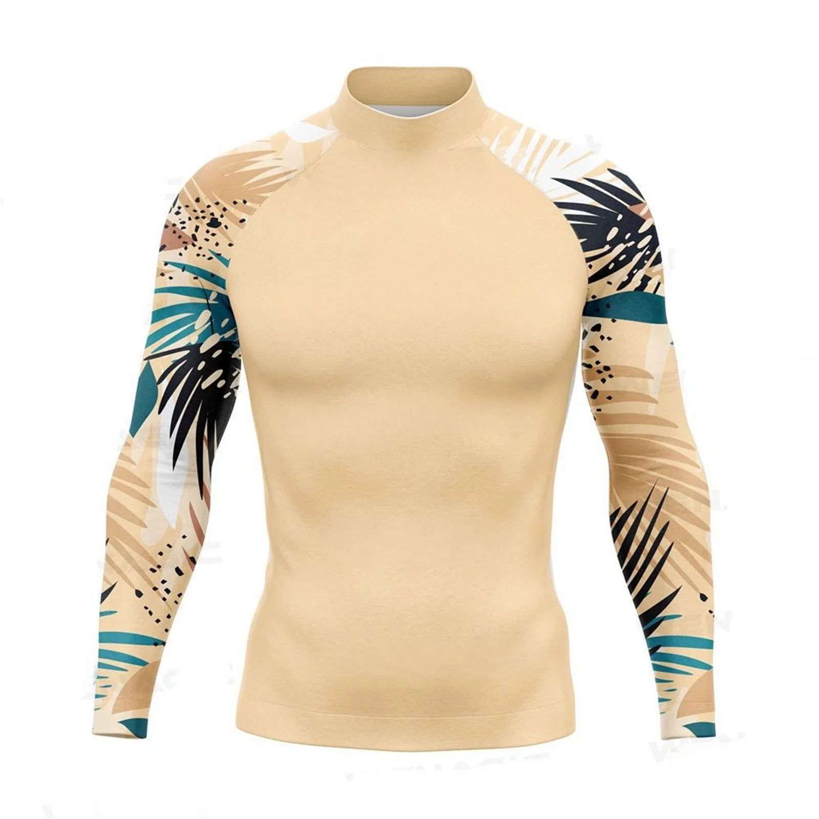 Summer Funny Beach Surfing Swimsuit Men's Simming T-shirts UV Protection Swimwear Rash Guards Long Sleeve Surf Sports Tops