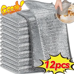 Set of Magic Dishcloths - Silver Wire Cleaning Cloths for Kitchen and Dishwashing (Single Layer)