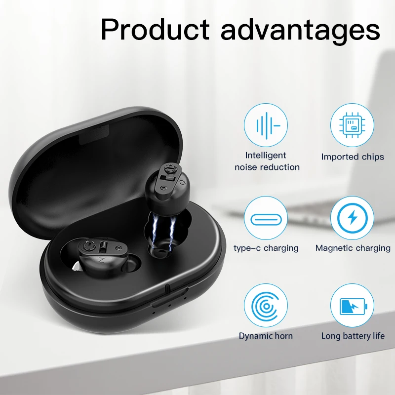 Portable Mini CIC Invisible Rechargeable Ear Adjustable Hearing Aid Deaf Elderly People hearing aid