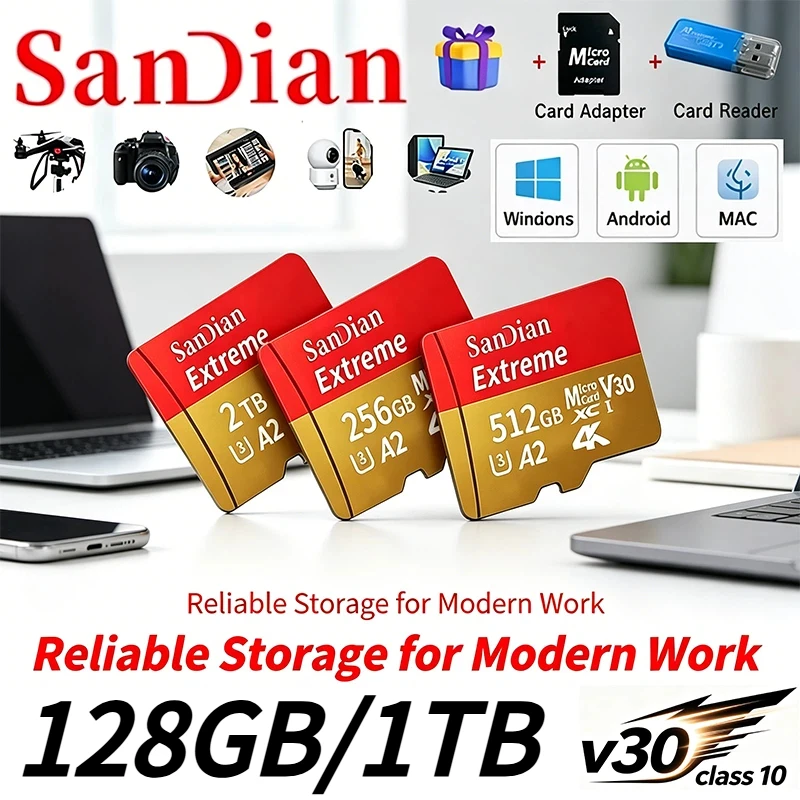 Original 512GB Micro TF Card V30 Class10 128GB Flash Card 256GB Memory Card for Surveillance/PC/MAC 1