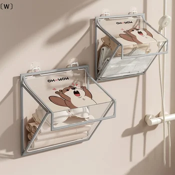 〔W〕กระเป๋าอาบน้ำกันน้ำ กระเป๋าเก็บของในห้องน้ำและห้องส้วมสำหรับใส่เสื้อผ้าที่สะอาด ชั้นวางติดผนังอเนกประสงค์หลังประตู 1