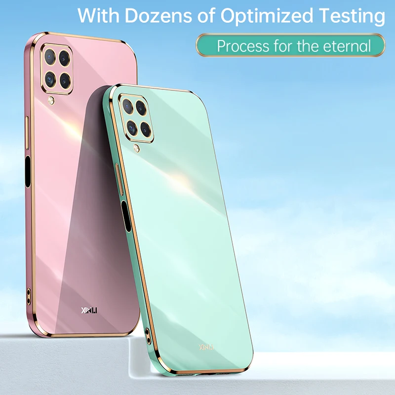 Luxury Square Plating Silicone Phone Case with 360° Ring Holder - Full Body Protective Soft Back Cover