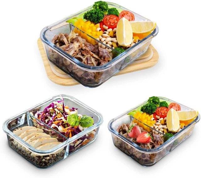 Glass Lunch Containers 3 Compartments  Glass Meal Prep Containers Dividers  - Glass - Aliexpress