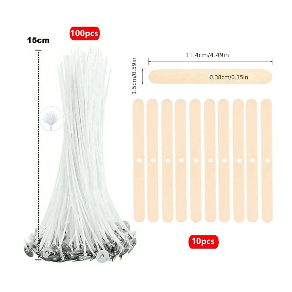 110-Piece Smokeless Candle Wick Set - Cotton Core Wax Line and Holder Kit