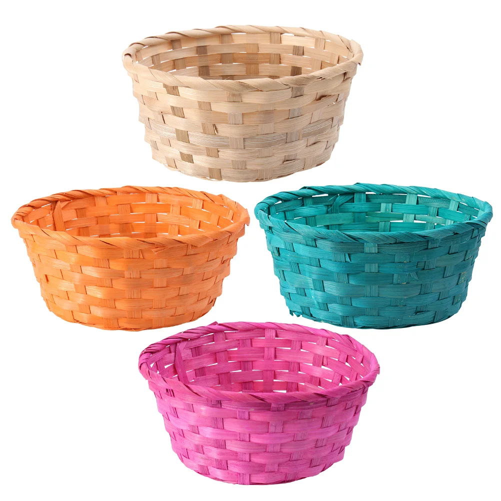

4 Pcs Decorate Basket Round Bamboo Child Baskets Easter Gift Display Pig Made Small Egg Prop