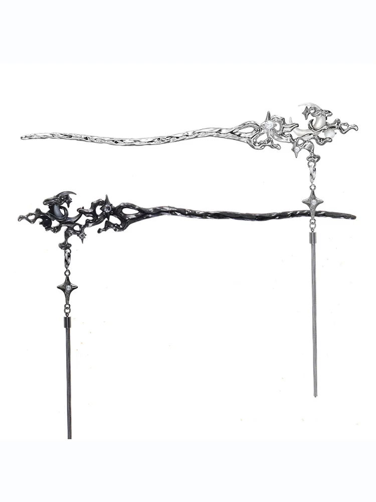 2024 New Dark Moon Bone Orchid Fringe Hairpin For Women Retro Style Copper Alloy Jewelry Party Gift