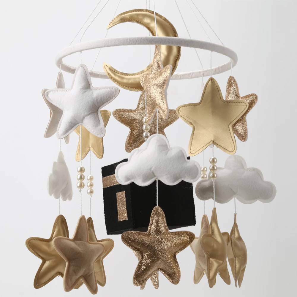 Kaaba Baby Mobile Islamic Quran Cot Mobile Nursery Decor Gold Silver Shiny Makkah Baby