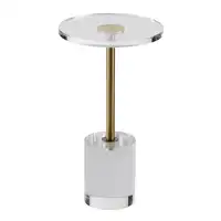 Clear Acrylic End Table, Acrylic Side Table with a Solid Base, 11.9 x 11.9 inch Round Tabletop, 21.4 inch High, for Coffee,Drink 1