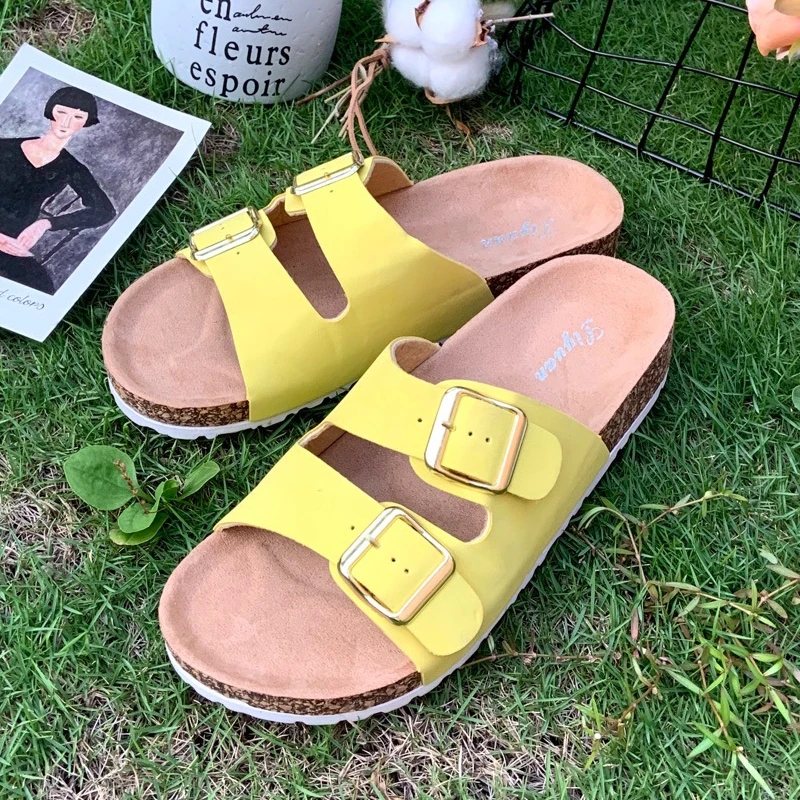 

2024 New Summer Women Beach Cork Slippers female fashion Casual Double Buckle Clogs Slides ladies comfort Non-Slip Outside Shoes