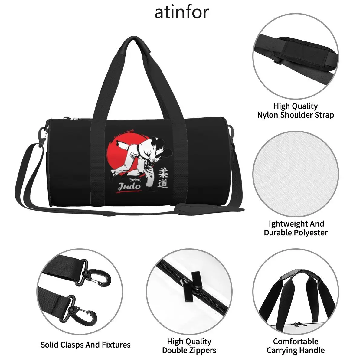 Judo Practice Travel Bag Japan Martial Art Travel Gym Bag Large Novelty Handbags Couple Printed Oxford Fitness
