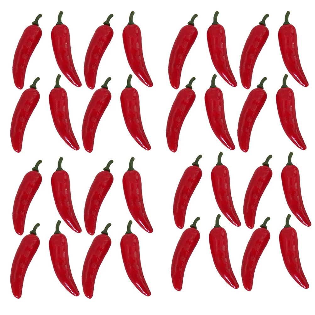 

60 Pcs Artificial Pepper Plants Peppers Decorate Mini Vegetables Fake Ornament False Hot Chili Model Simulation