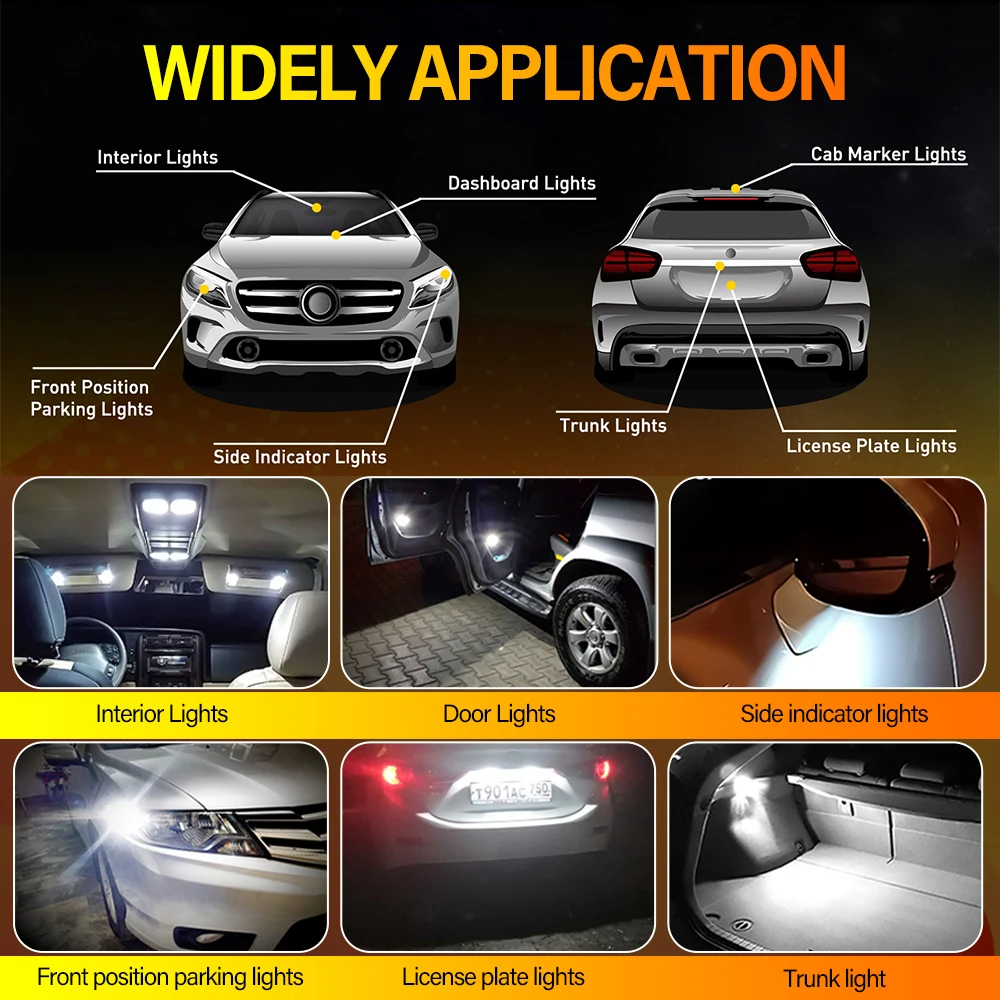 T10 LED  DRL W5W ڵ ׸ ȣ Luz 12V  Canbus Ʃ  ǥñ    , 4/10 