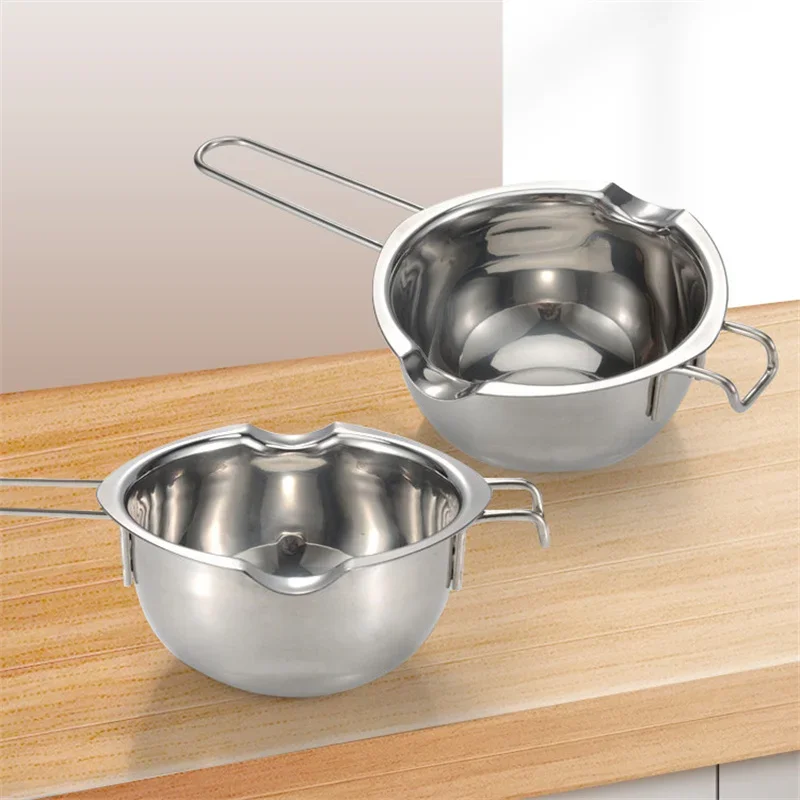 304 Stainless Steel Butter Cheese Chocolate Melting Pan Long Handle Wax Melting Pot Scented Candle Handmade Soap Making Bakeware chocolate warmer