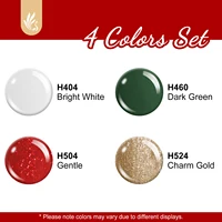 4x12ml Gel Nail Polish Set, 4 Colors Glitter Red Dark Green White Gold Gel Polish for Christmas Party Salon Manicure Women Gift 2