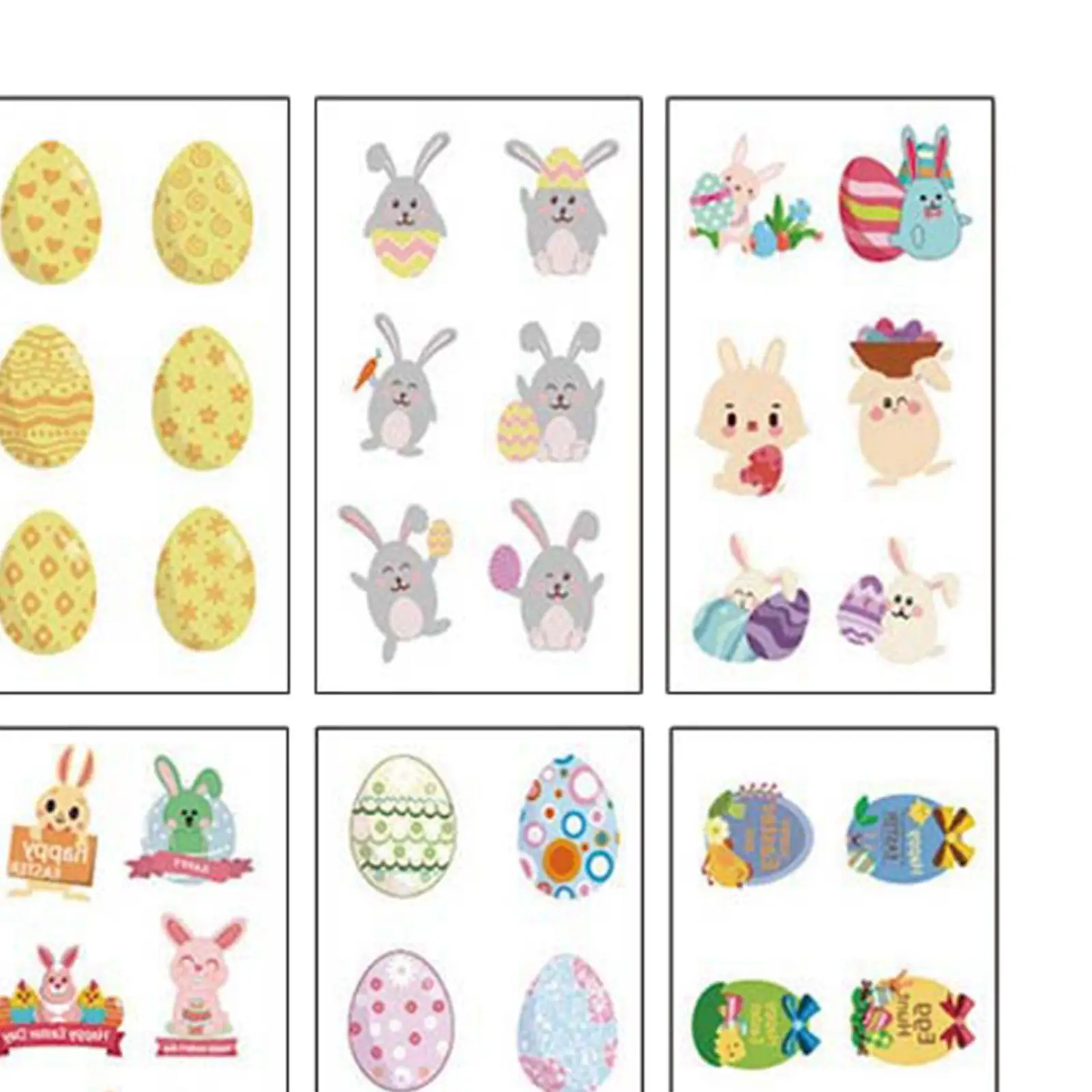 10x Easter Temporary Stickers Cartoon Easter Eggs Bunny Stickers Waterproof Sticker Decal for Kids Women Easter Baskets Fillers