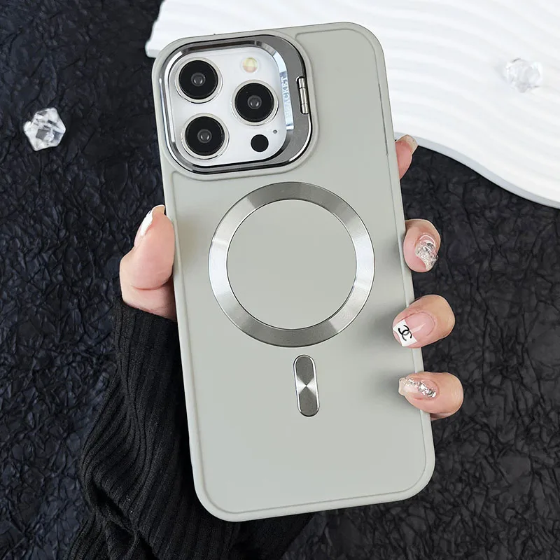 

Invisible Lens Holder Magnetic Phone Case For IPhone 11 12 13 14 15 Pro Max Luxury Solid Color Cover For IPhone 13 14 15 PorMax