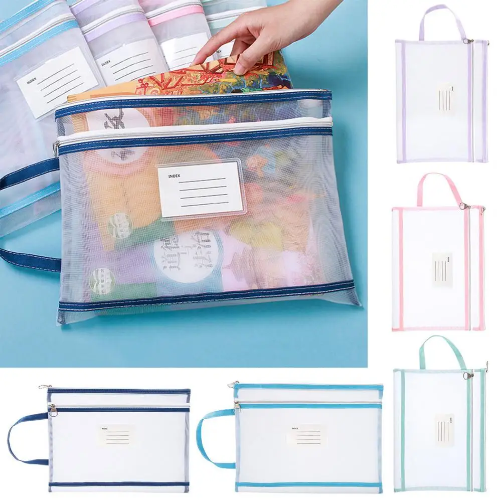 

File Holder Portable File Caddy Storage Bag with Lanyard Zipper Closure for A4 Documents Transparent File Organizer Holder