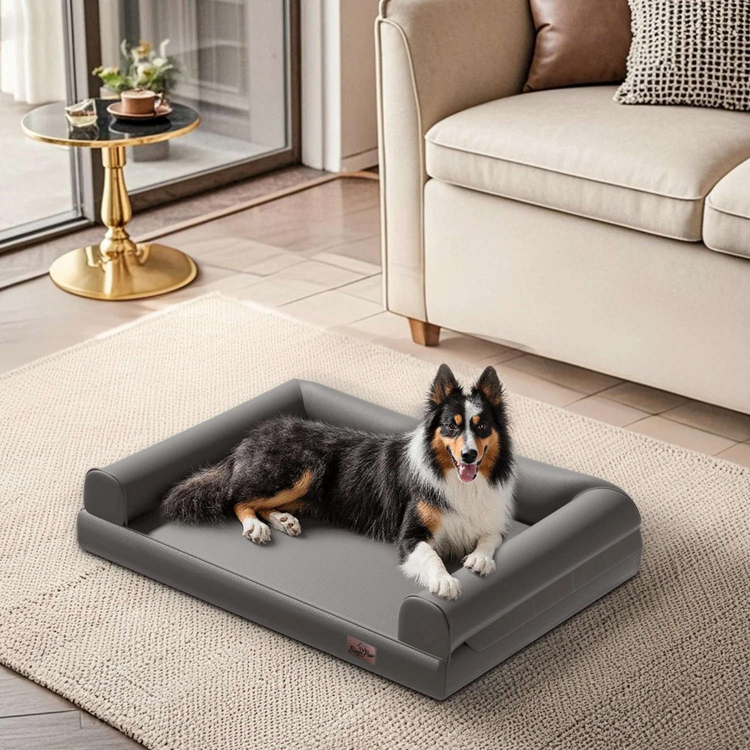 Orthopedic Dog Bed with Supportive Bolster Pillow