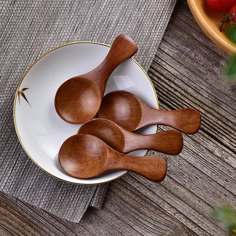 5Pcs Wooden Spoon Kitchen Small Spoon Wood Spice Mini Wooden Scoop for Powder Sugar Jar for stainless steel spoons