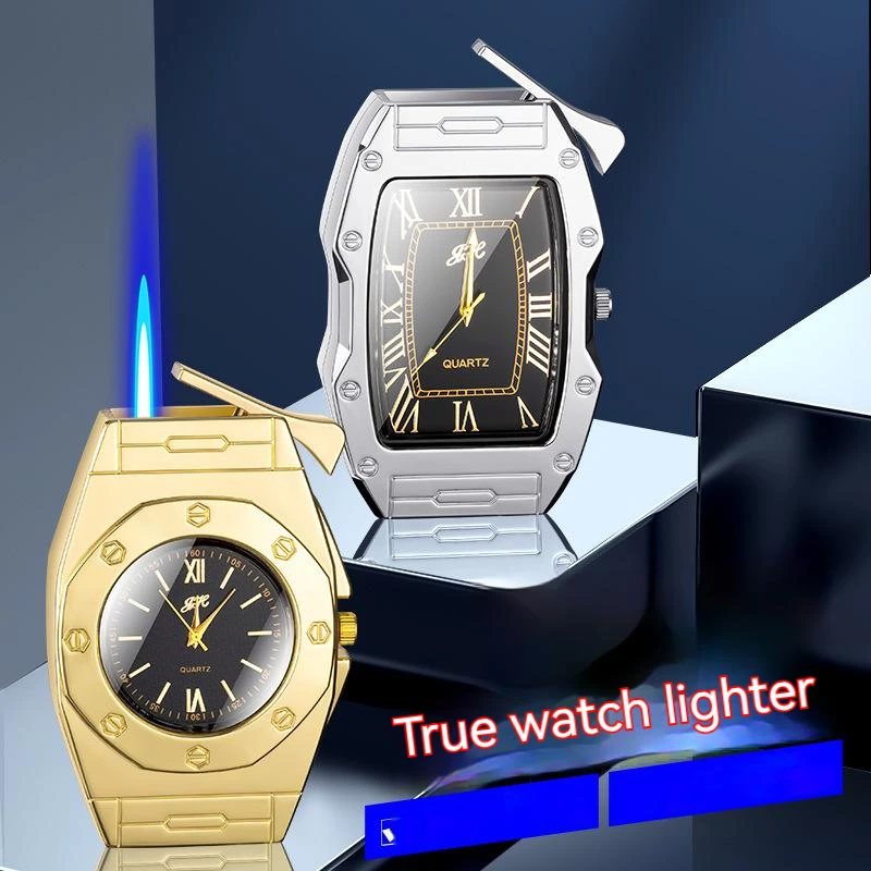 

New Metal Watch Dial Lighter Gift Windproof Torch Turbo Cigarette Lighter Jet Butane Gas Lighters Inflated Smoking Accessories