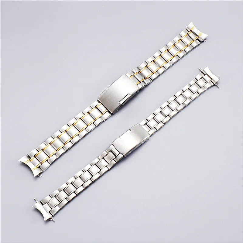 Sleek Stainless Steel Watch Band with No-Gap Curved Design