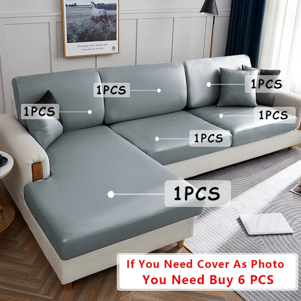 PU Leather Sofa Cover Durable Waterproof Sofa Seat Cushion Cover For Living Room Stretch L-shaped Sofa Slipcovers Protector 2