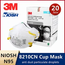 3M 8210CN N95 Protective Masks KN95 8210 NIOSH Certificate Anti PM2.5 Cup Industrial Health Care Anti Fog Mask 8210CN Headband