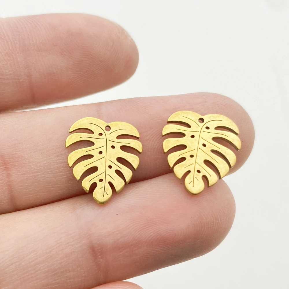 

3Pieces/Lot Golden Plated Maple Leaf Dangle Earring DIY Findings Stainless Steel Tree Jewelry Necklace Pendant Diy Makings