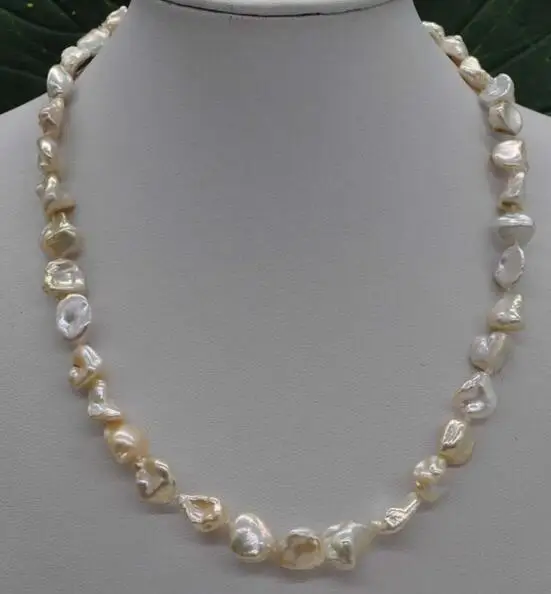 

Jewelry 100% Real Natural Rare pink 10*12mm Baroque Keshi pearl necklace 17.5inch