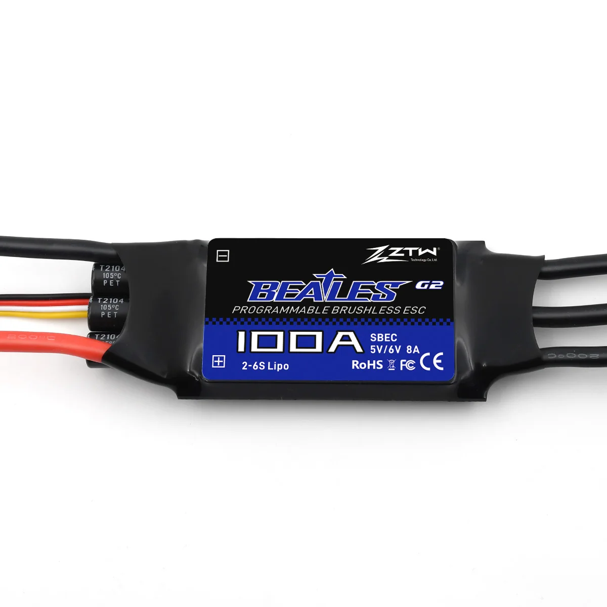 ZTW 비틀즈 G2 ESC 20A/30A/40A/50A/60A/80A/100A/120A 2-6S SBEC 5V/6V 8A 속도 제어 RC 비행기 고정익용
