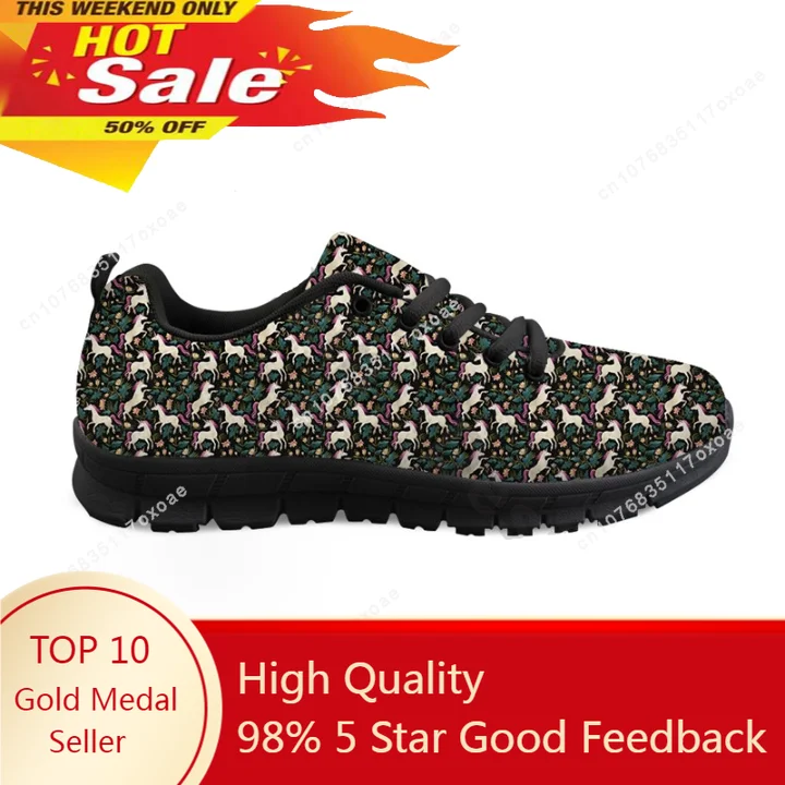 

Black Sneakers Women Platform Casual Shoes Floral Horse Design Flatshoes For Custom Large Size Trainers Ayakkabi Erkek