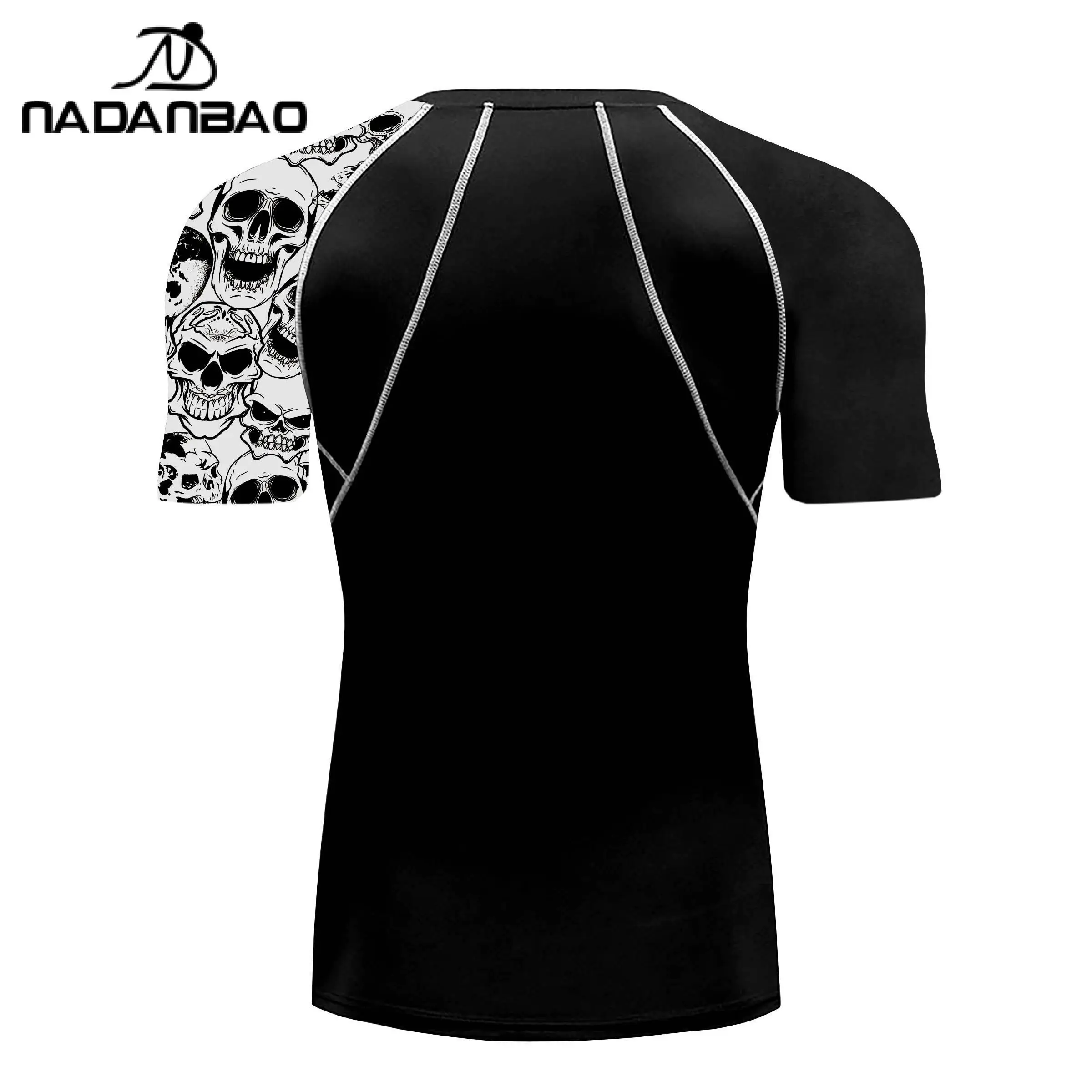 Nadanbao Men Fitness Swimsuits T-Shirt Gym Slim Beach Swimwear Black Fashion Short Sleeve Casual Surfing Wetsuit Beachwear Tops