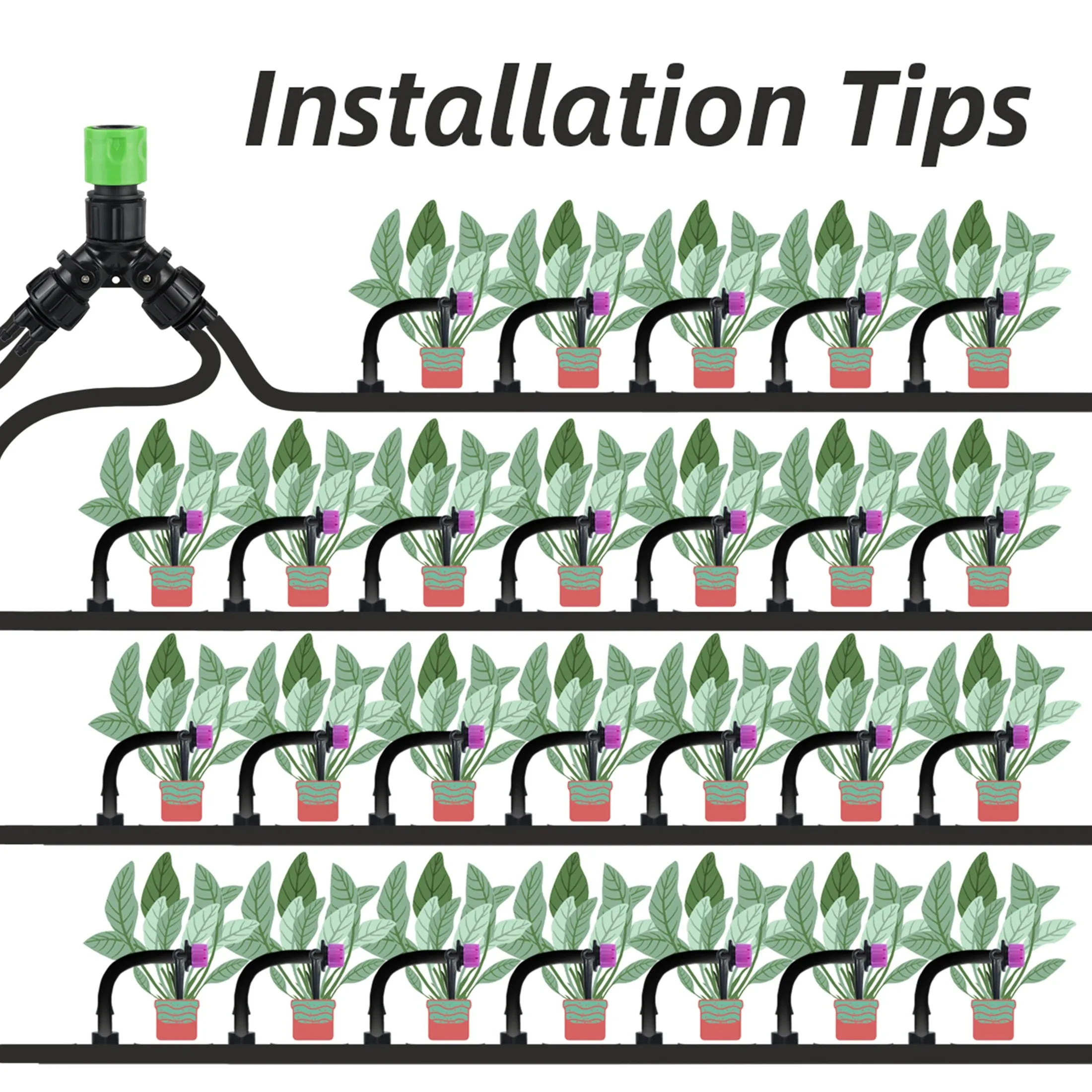 KESLA Drip Irrigation Tap Adapter 4-Way Splitter for Garden 1/4'' Hose Automatic Watering System Kit Bonsai Pot Plant Greenhouse