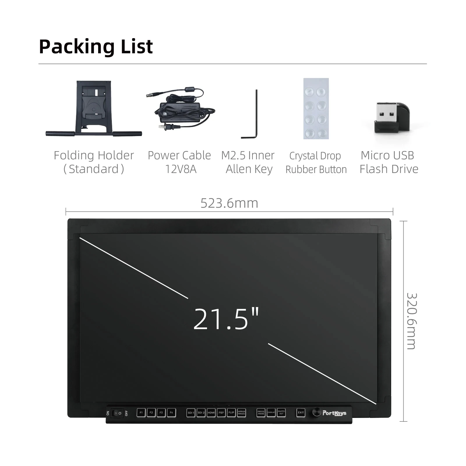 Portkeys MT22DS 21.5 Inch Dual Screen Multi-camera Broadcast Production Monitor Support HDMI 3G-SDI Wireless Video Transmission