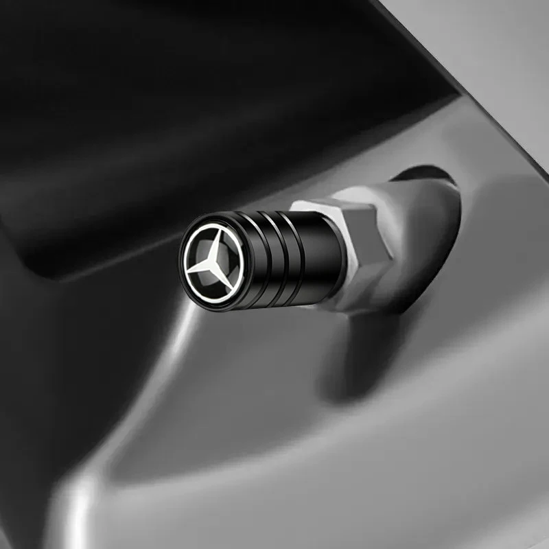 Luxury Car Tire Valve Caps with Emblem - Premium Metal Stickers for Enhanced Interior Aesthetics