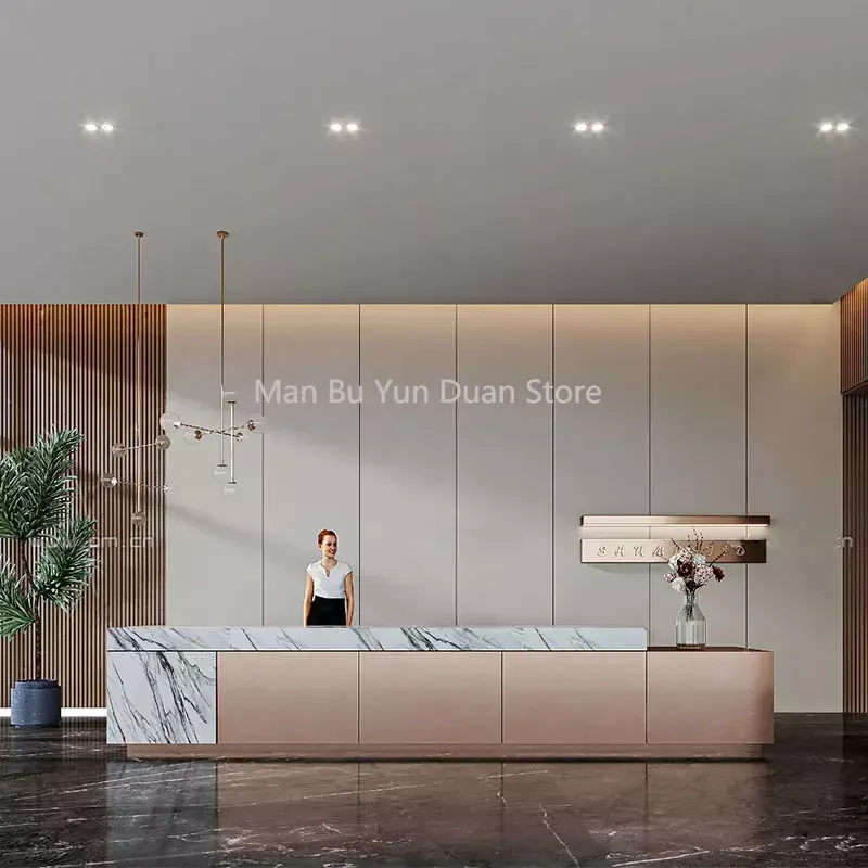 

Modern Simplicity Reception Desk Nordic Clothing Store Information Desk Beauty Salon Mesa De Madera BlancaReception Furniture