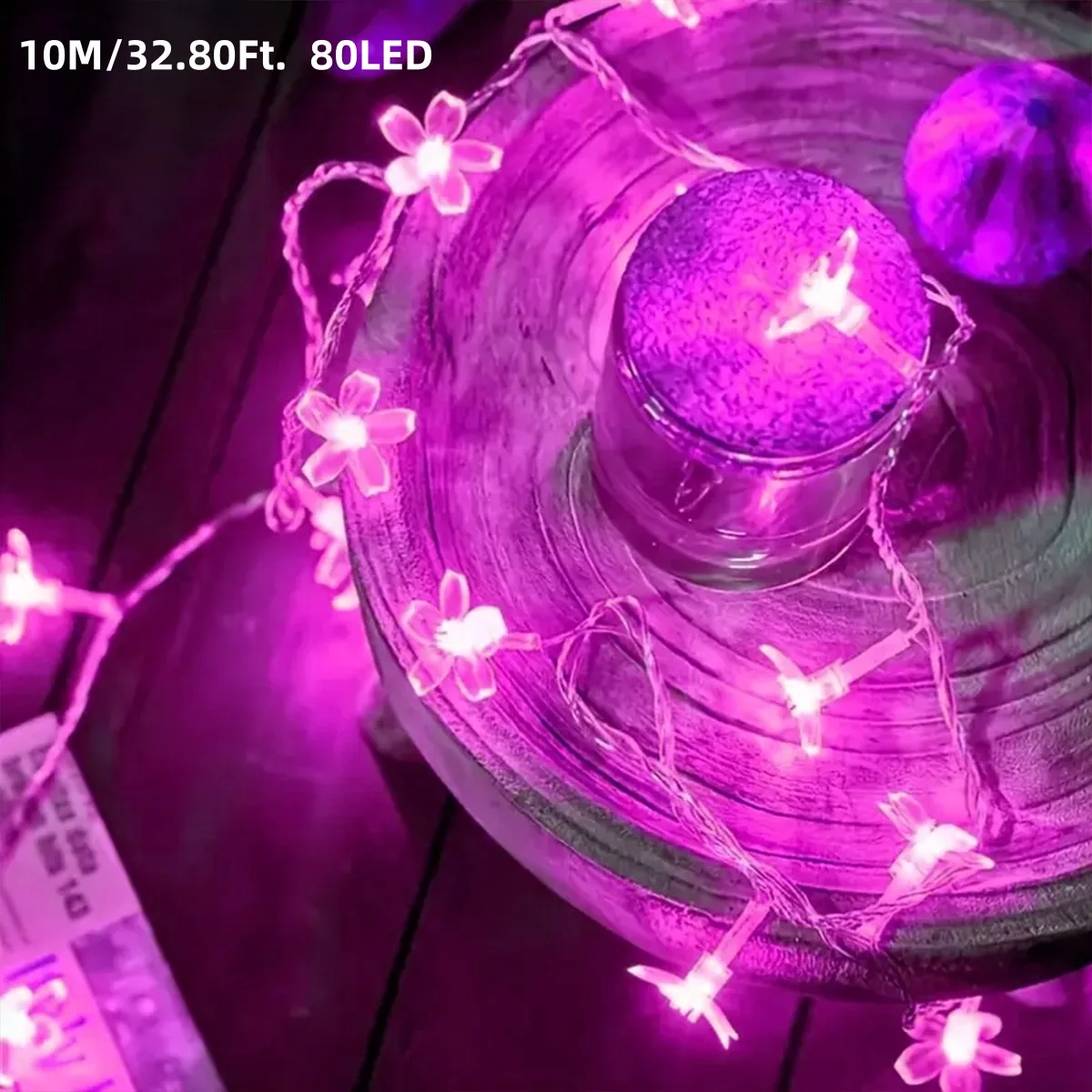 1 Stück 10 m 80 LED Kirschblüten-Blumen-Lichterkette mit 8 Beleuchtungsmodi, USB-betrieben, für Zuhause, Garten, Party, Festival, Dekoration – Detail 2