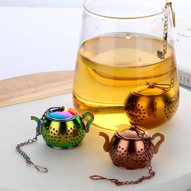 1PC Gold Tea Strainer Teapot Shape Loose Tea Infuser Stainless Steel Leaf  Tea Maker Strainer Chain Herbal Spice Filter Teaware - AliExpress