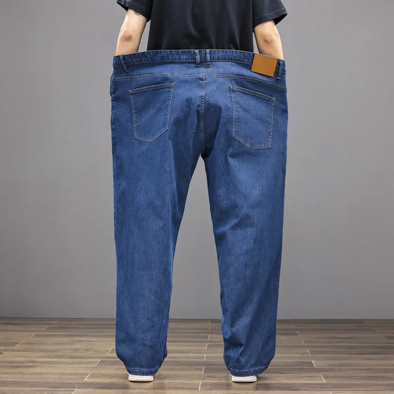 Denim Trousers Men Plus Size Loose Straight Summer