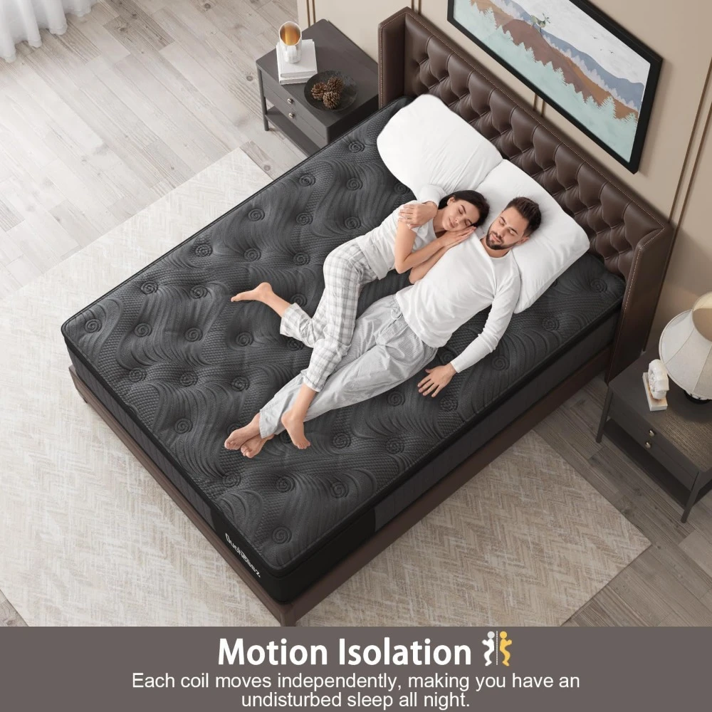 Queen Mattress, 14 Inch Hybrid Mattress with Gel Memory Foam and Individually Pocket Innerspring Euro Top Mattresses Medium Firm 5