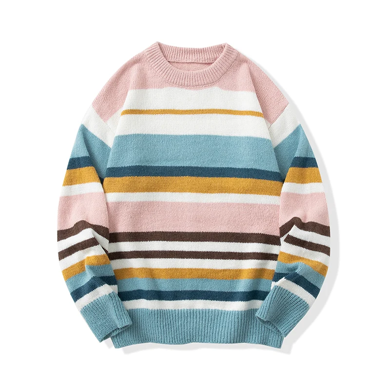 Men's Fashionable Striped Sweater, Loose and Warm Knit Sweater, Versatile for Autumn and Winter Sudadera Carhartt
