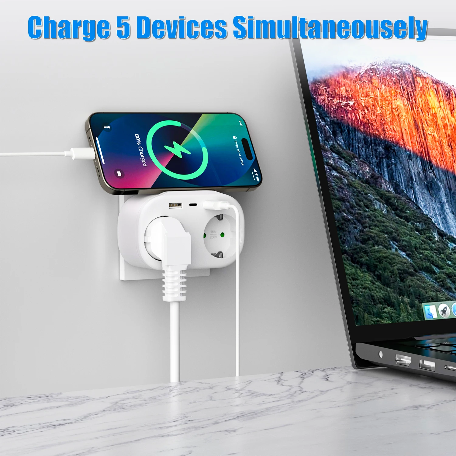 USB Socket EU Electrical Outlets Converter Double Plug Schuko Germany DE Standard Wall Plate European Power Adapter